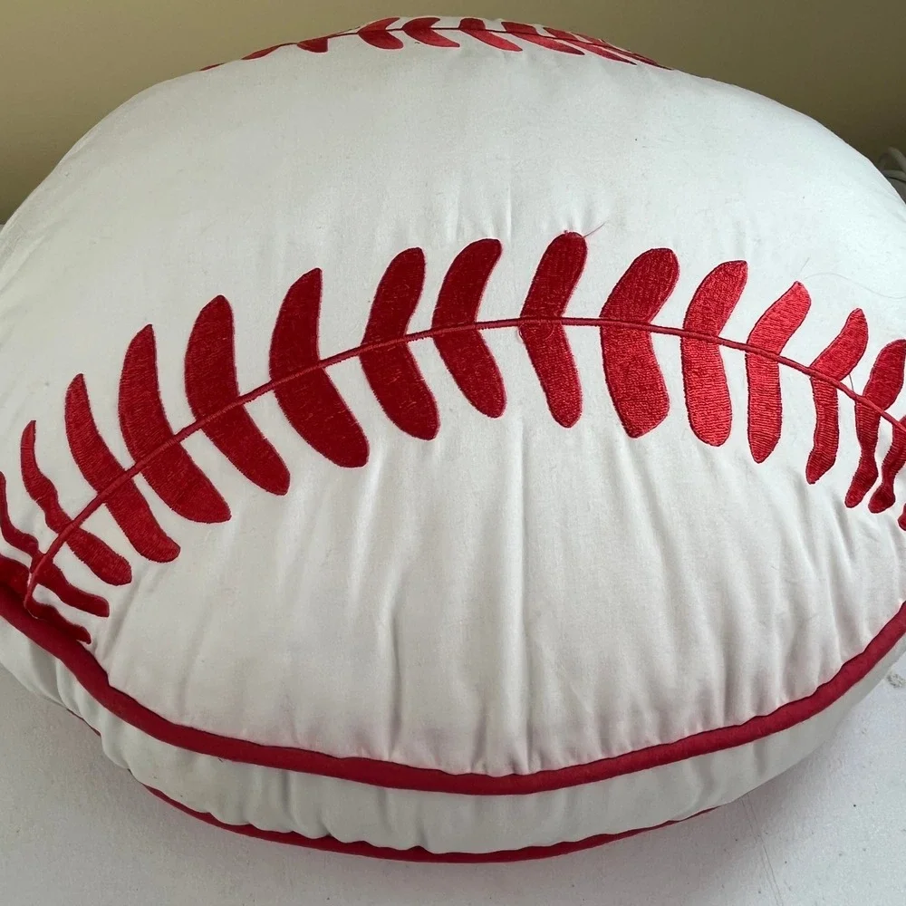 Boy Zone Baseball Decorative Pillow Red and White 17 Inch New